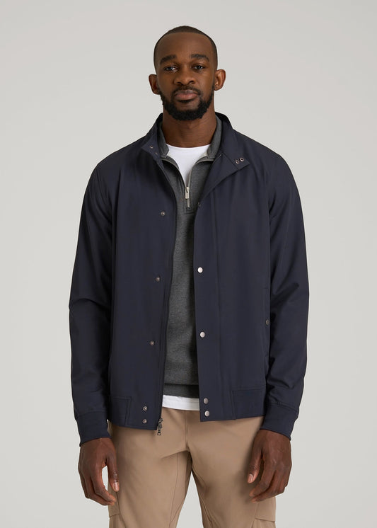 American Tall Men Motion Bomber Jacket for Tall Men in Deep Navy