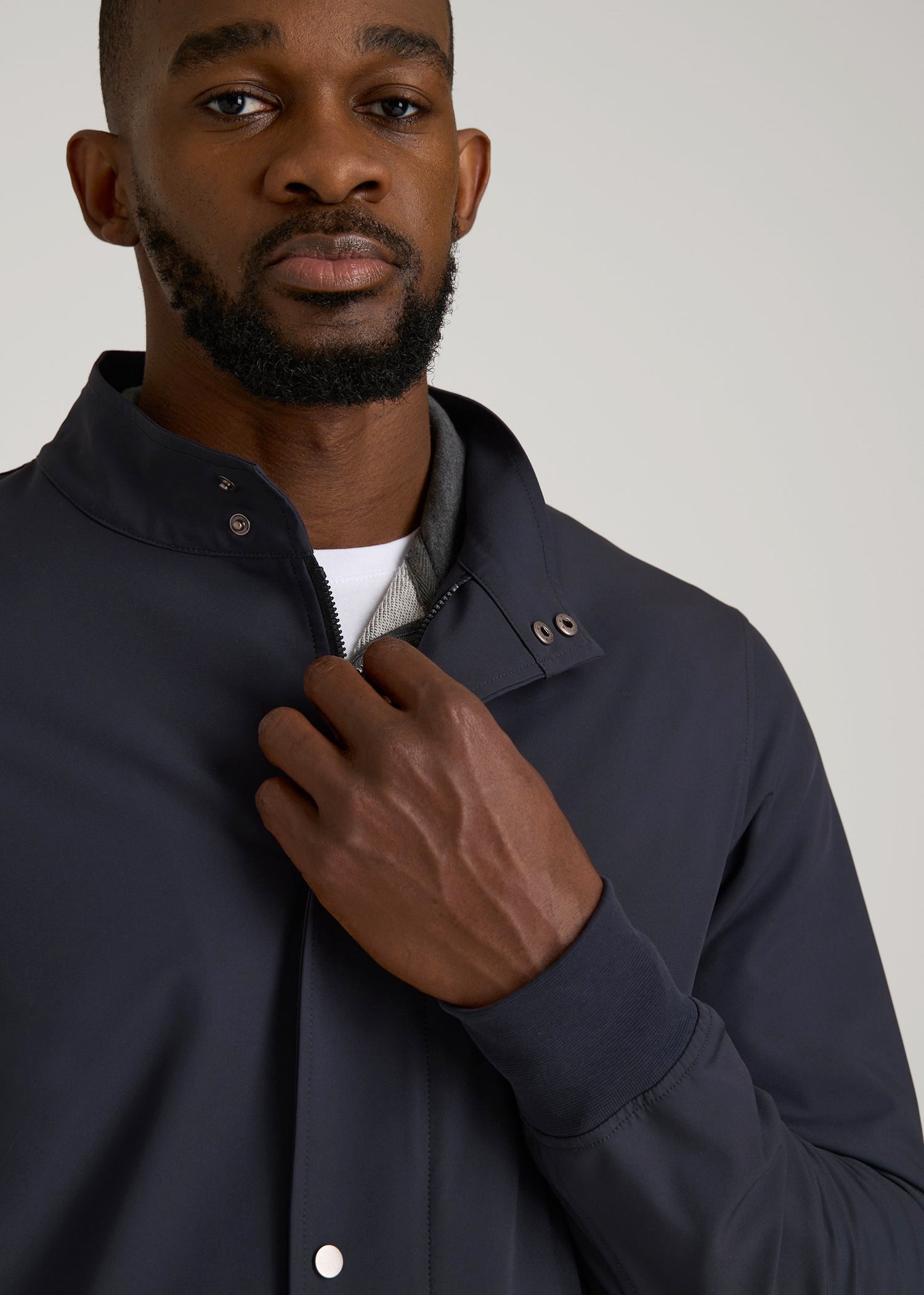 American Tall Men Motion Bomber Jacket for Tall Men in Deep Navy