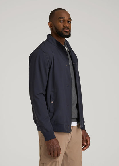 American Tall Men Motion Bomber Jacket for Tall Men in Deep Navy