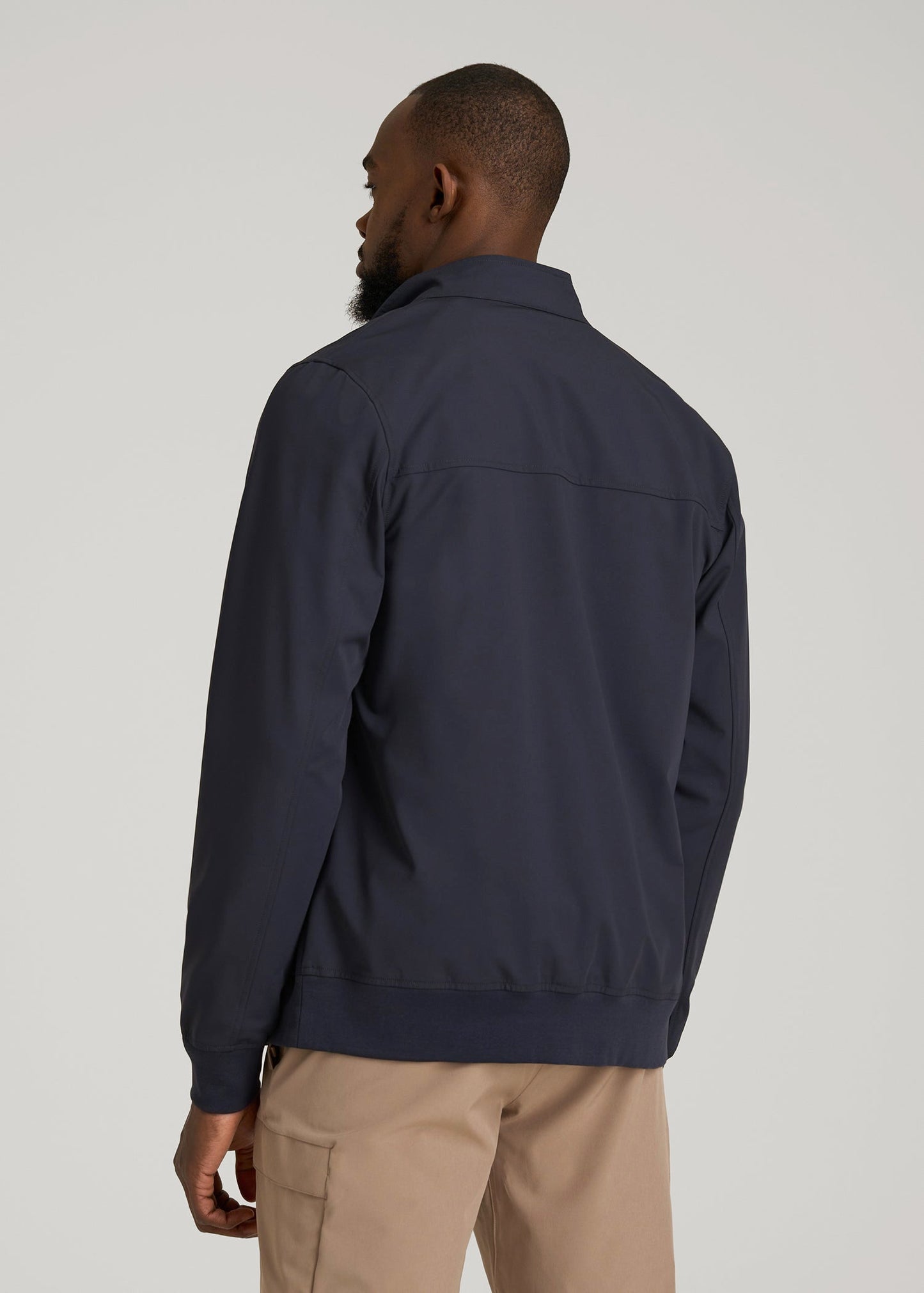 American Tall Men Motion Bomber Jacket for Tall Men in Deep Navy