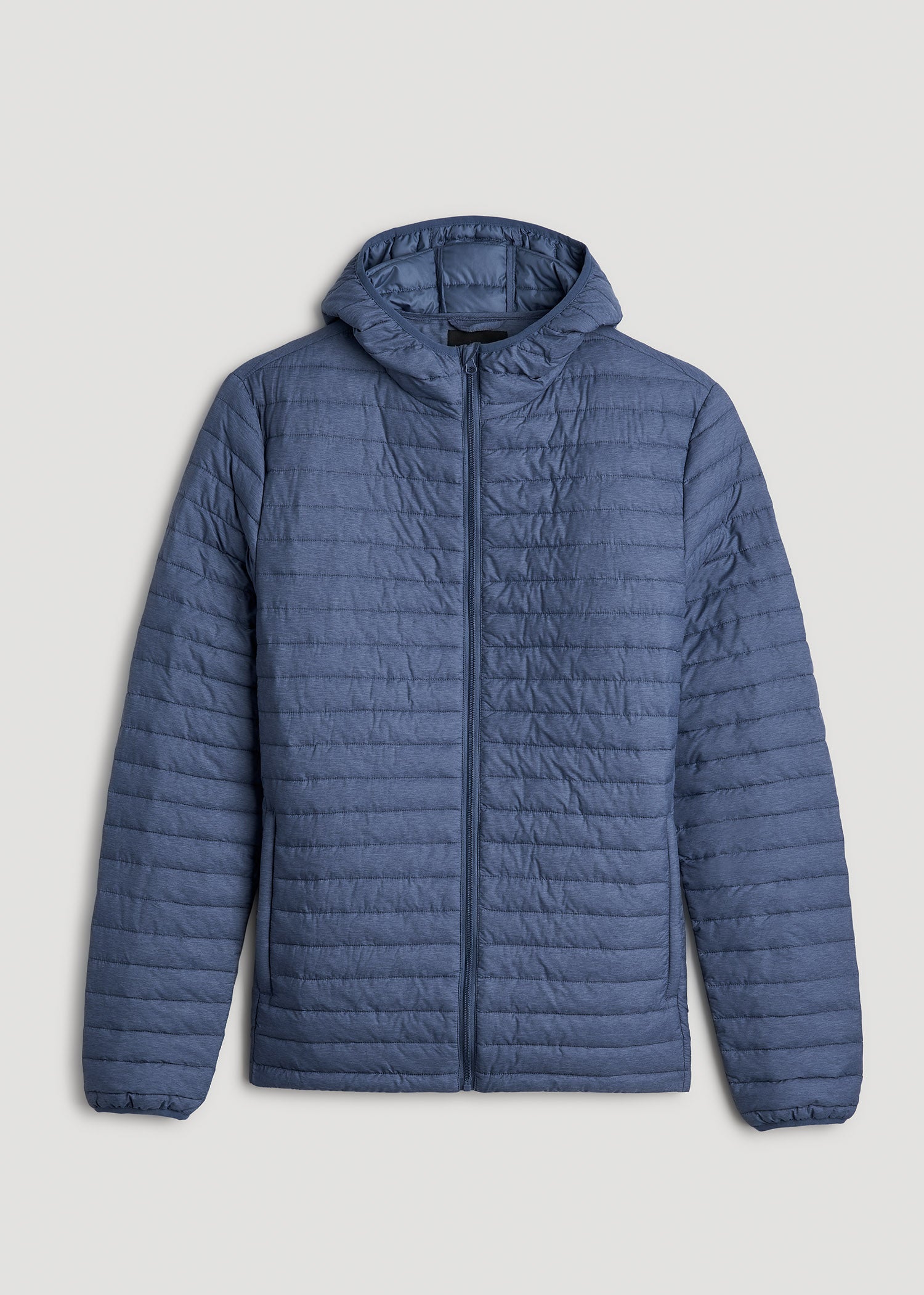 American Tall Men Packable Puffer Jacket for Tall Men in Steel Blue