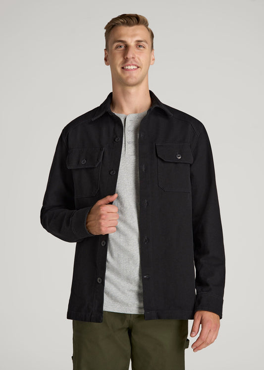 American Tall Men LJ&S Canvas Shirt Jacket for Tall Men in Black