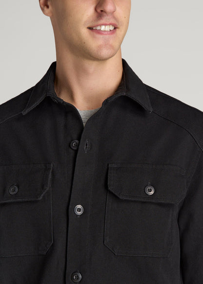 American Tall Men LJ&S Canvas Shirt Jacket for Tall Men in Black