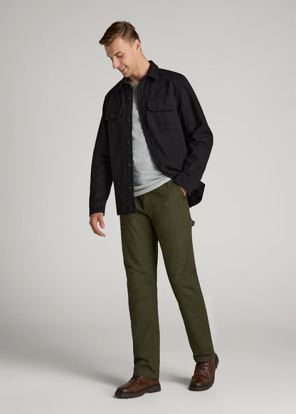 American Tall Men LJ&S Canvas Shirt Jacket for Tall Men in Black