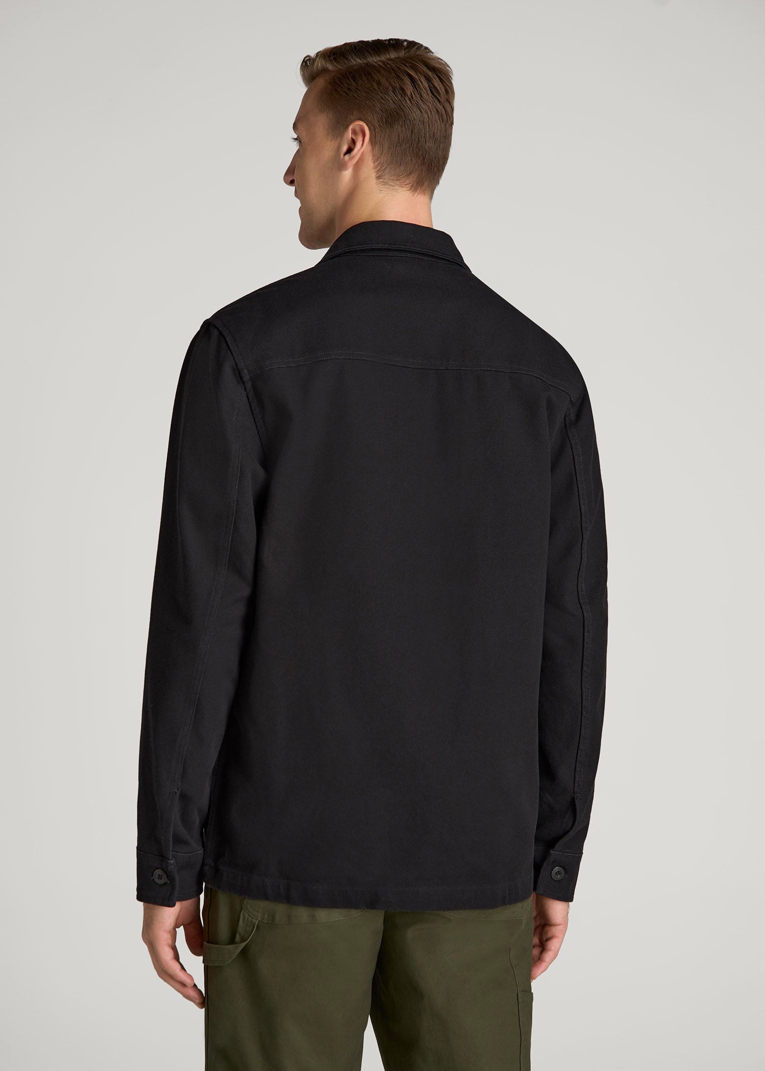 American Tall Men LJ&S Canvas Shirt Jacket for Tall Men in Black