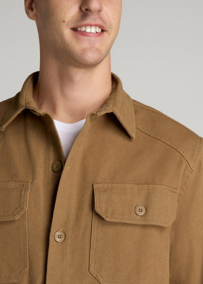 American Tall Men LJ&S Canvas Shirt Jacket for Tall Men in Sahara