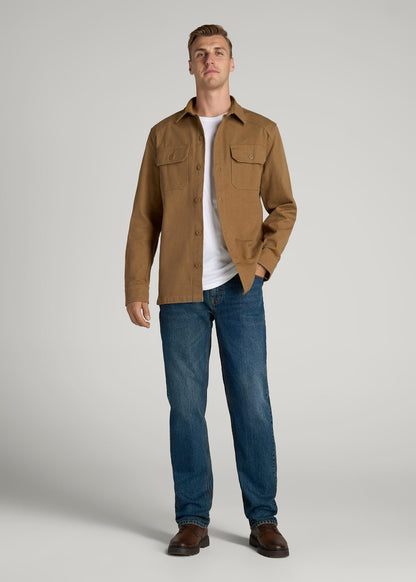 American Tall Men LJ&S Canvas Shirt Jacket for Tall Men in Sahara