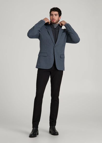 American Tall Men Hooded Bib Blazer for Tall Men in Black and Grey Houndstooth