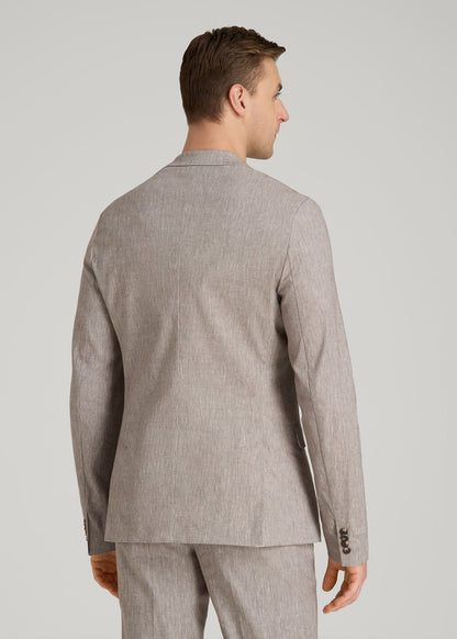 American Tall Men Stretch Linen Blazer for Tall Men in Brown Linen