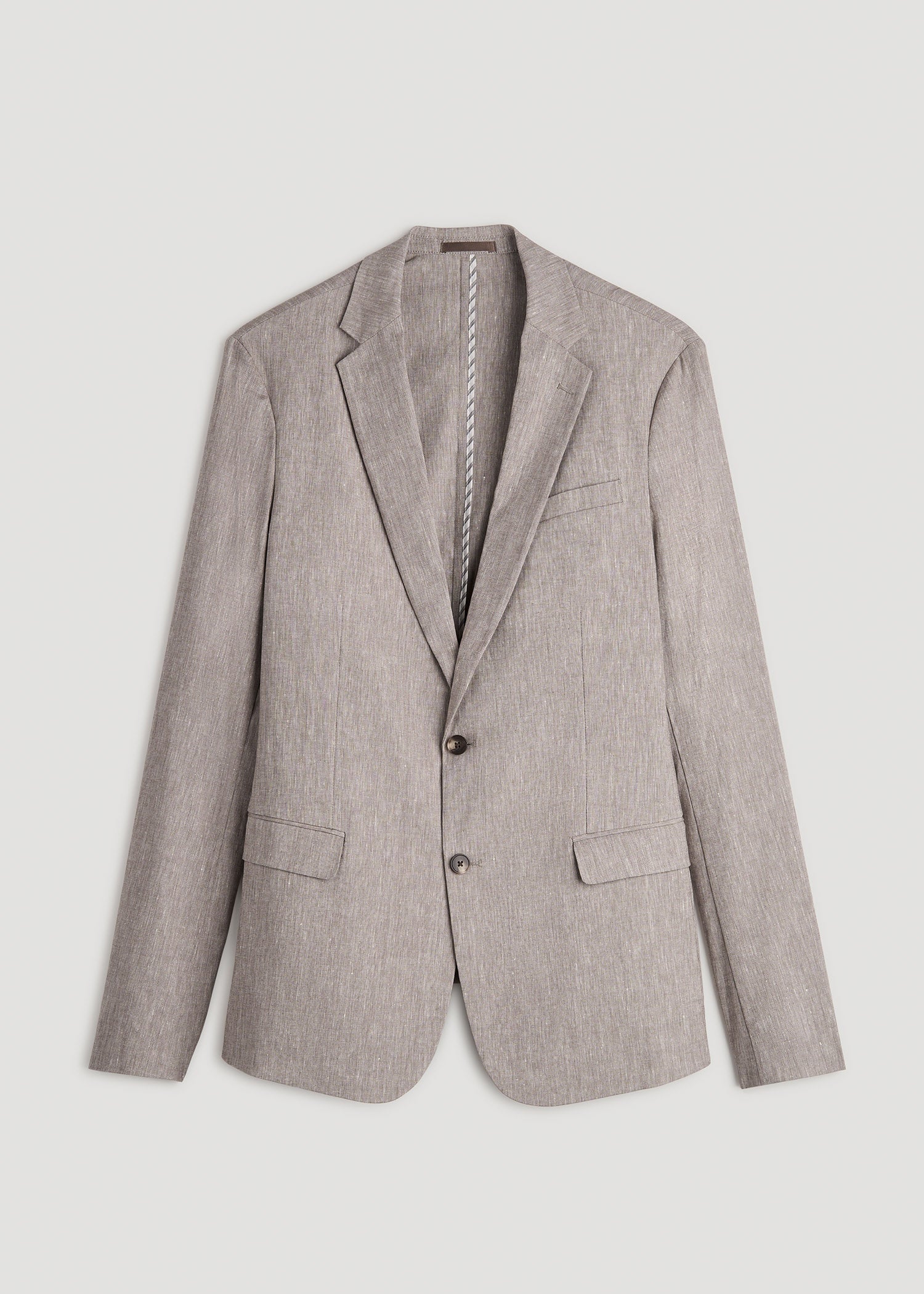 American Tall Men Stretch Linen Blazer for Tall Men in Brown Linen