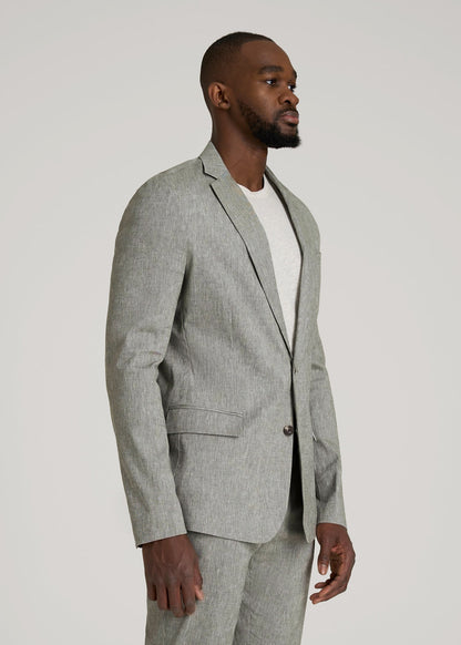American Tall Men Stretch Linen Blazer for Tall Men in Climbing Ivy Linen