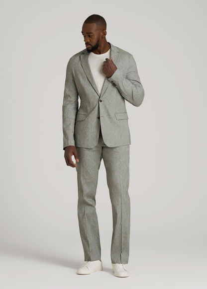 American Tall Men Stretch Linen Blazer for Tall Men in Climbing Ivy Linen