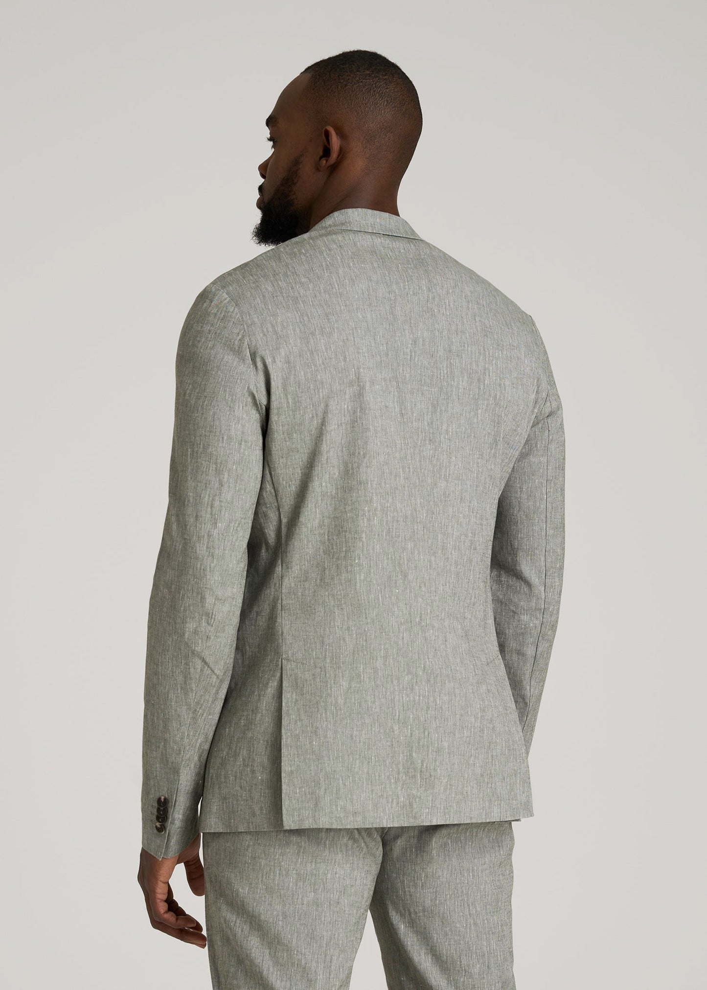 American Tall Men Stretch Linen Blazer for Tall Men in Climbing Ivy Linen