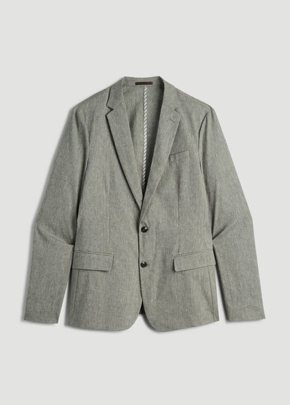 American Tall Men Stretch Linen Blazer for Tall Men in Climbing Ivy Linen