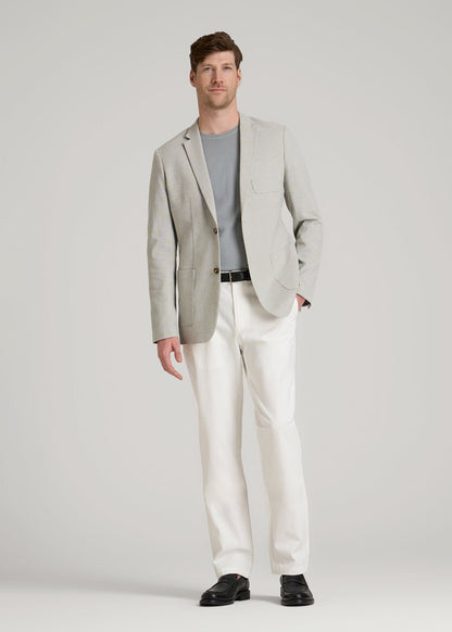 American Tall Men Core Blazer for Tall Men in Beige and Grey Houndstooth