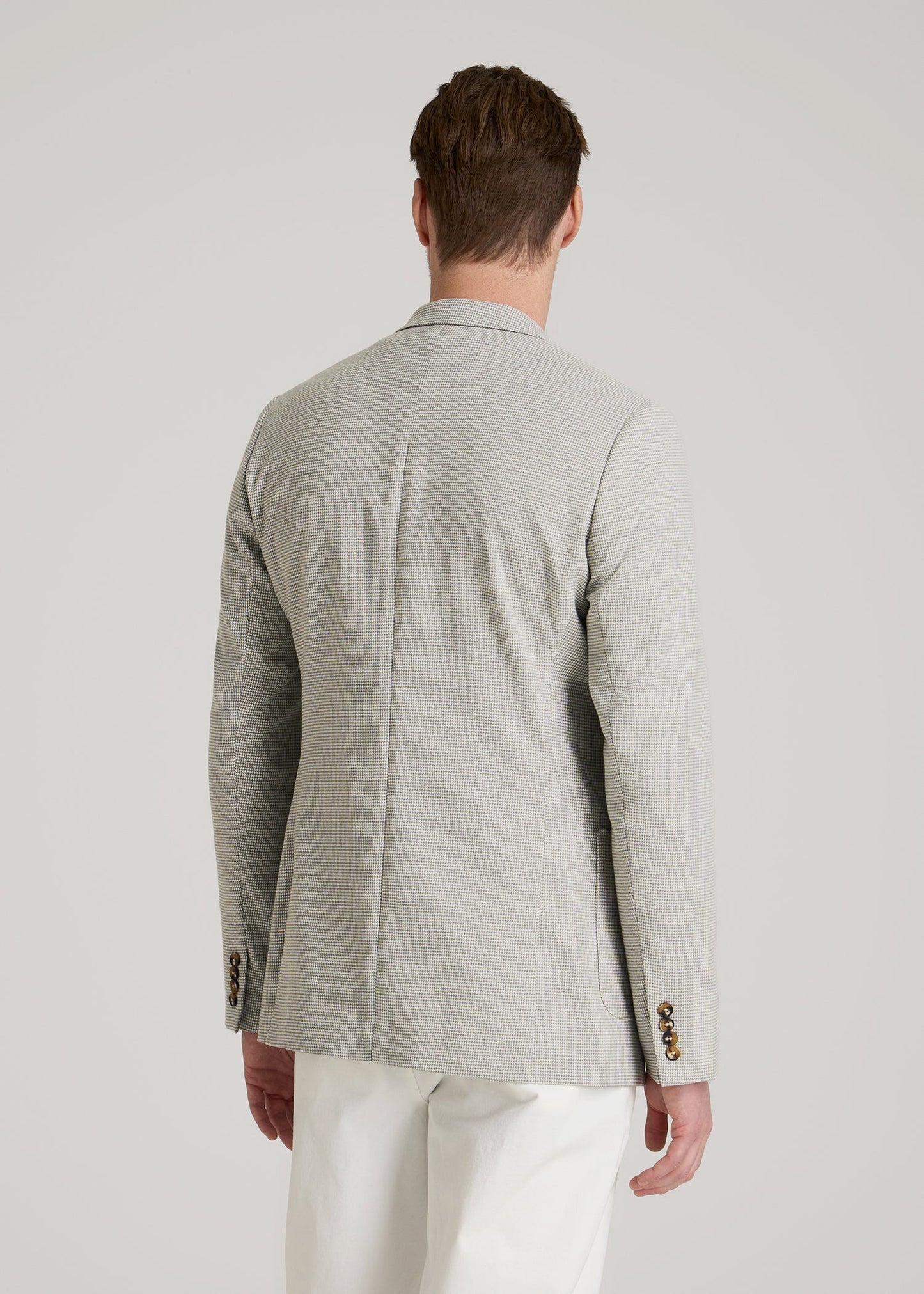 American Tall Men Core Blazer for Tall Men in Beige and Grey Houndstooth