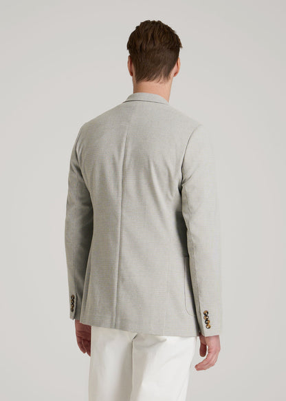 American Tall Men Core Blazer for Tall Men in Beige and Grey Houndstooth