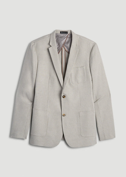 American Tall Men Core Blazer for Tall Men in Beige and Grey Houndstooth