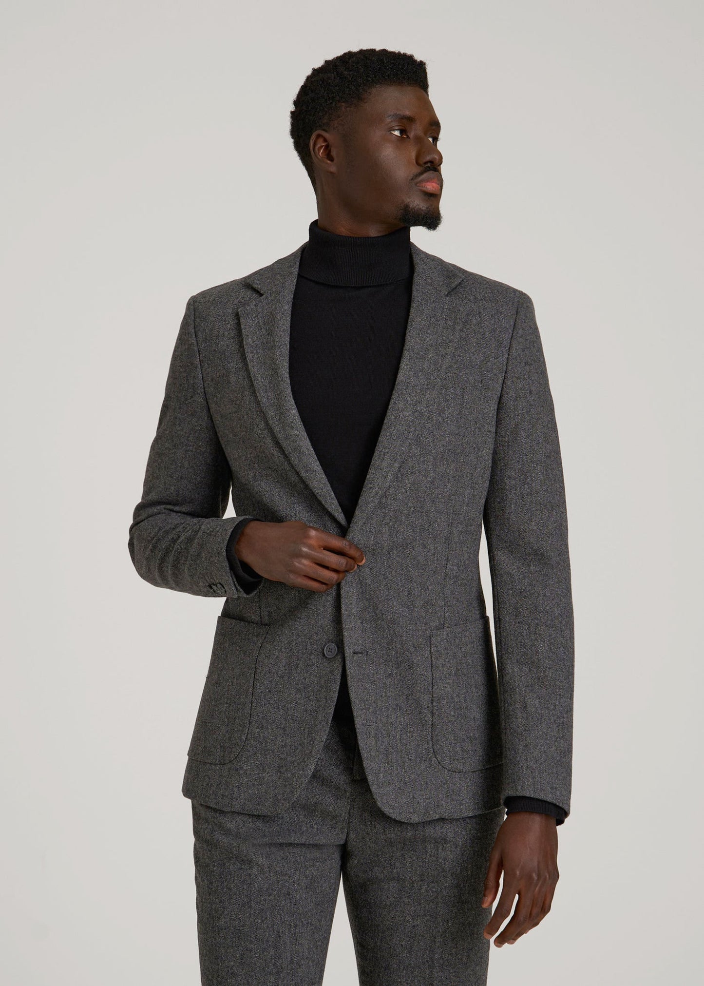 American Tall Men Wool Blend Blazer for Tall Men in Anthracite Tweed