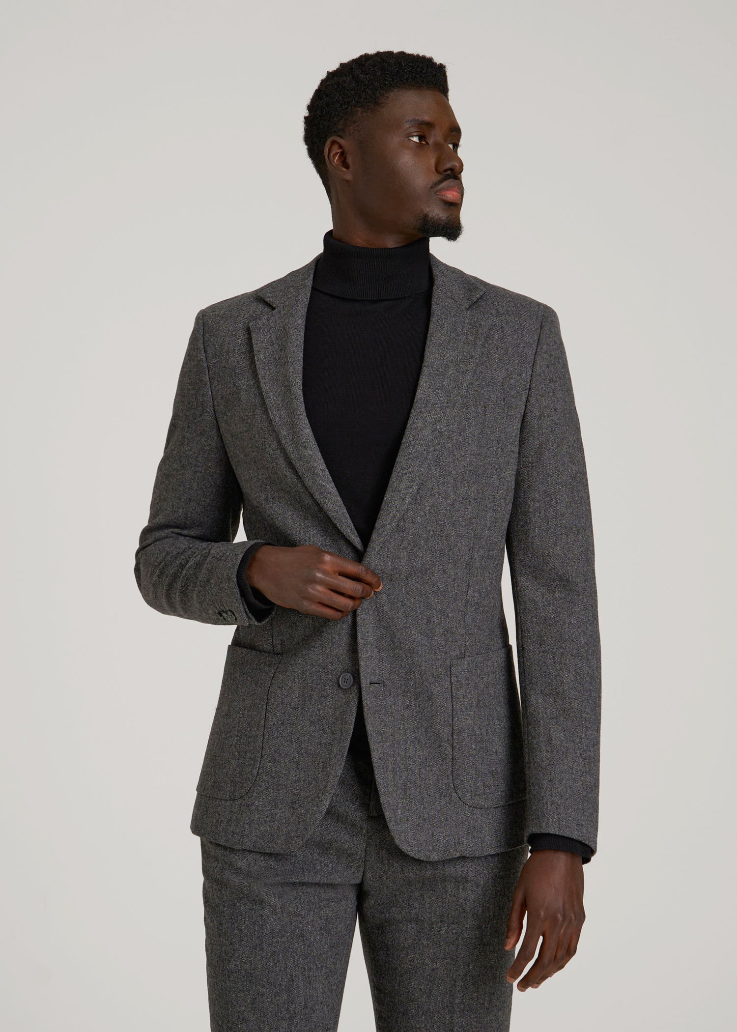 American Tall Men Wool Blend Blazer for Tall Men in Anthracite Tweed