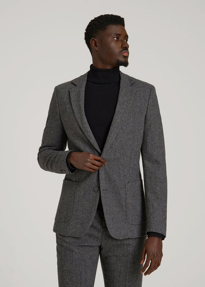 American Tall Men Wool Blend Blazer for Tall Men in Anthracite Tweed