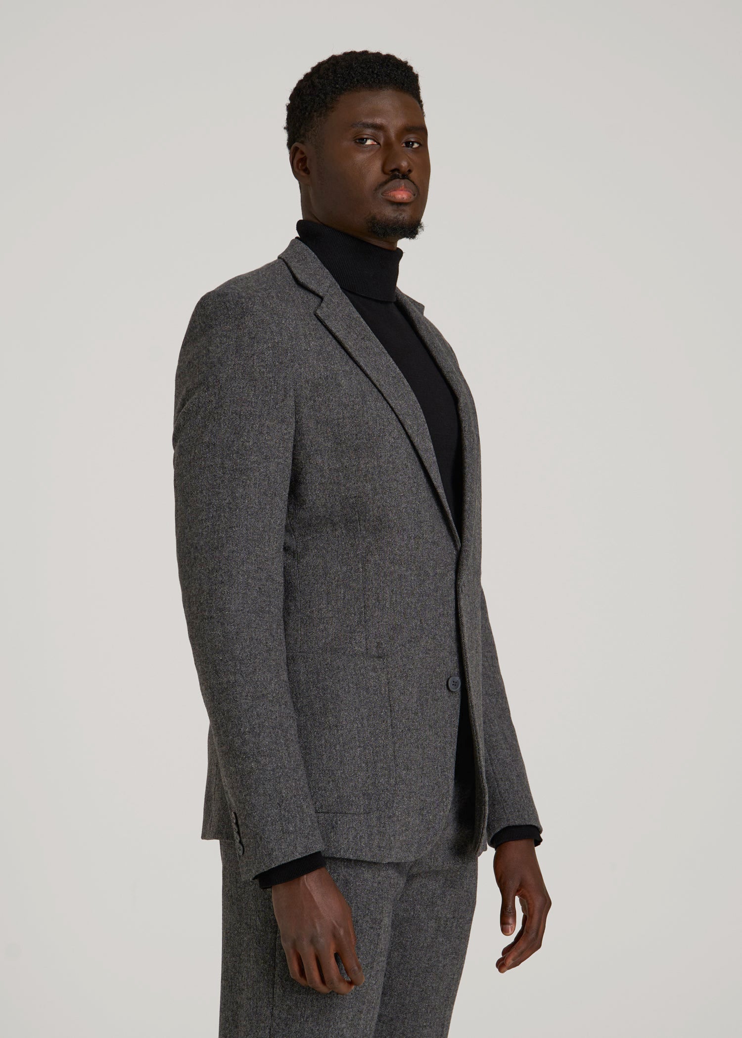 American Tall Men Wool Blend Blazer for Tall Men in Anthracite Tweed