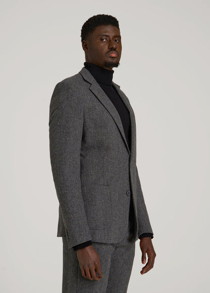 American Tall Men Wool Blend Blazer for Tall Men in Anthracite Tweed