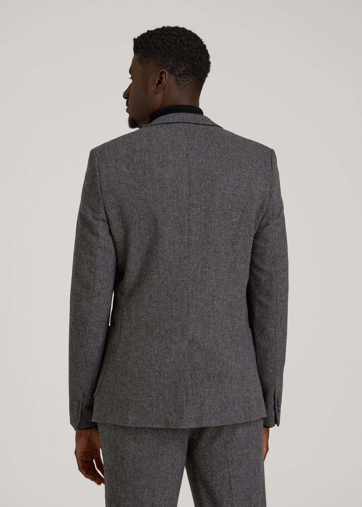 American Tall Men Wool Blend Blazer for Tall Men in Anthracite Tweed