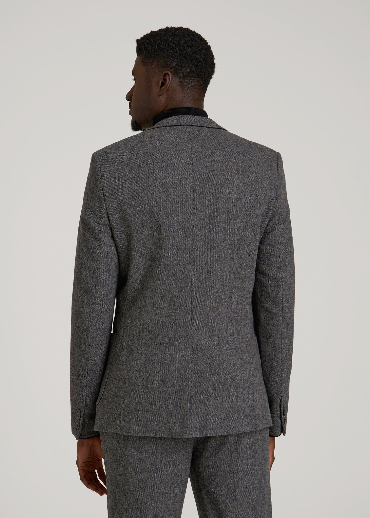 American Tall Men Wool Blend Blazer for Tall Men in Anthracite Tweed