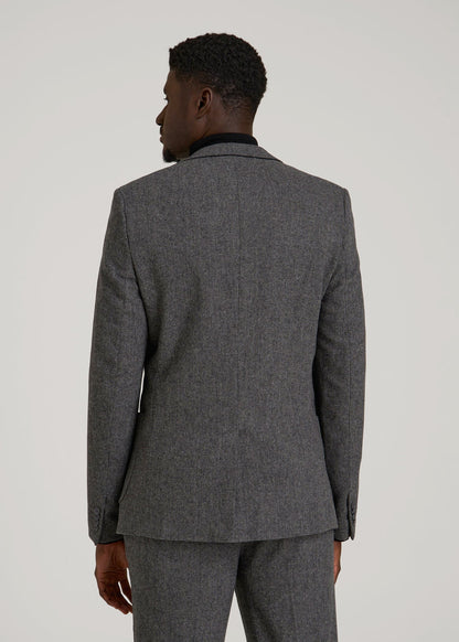 American Tall Men Wool Blend Blazer for Tall Men in Anthracite Tweed