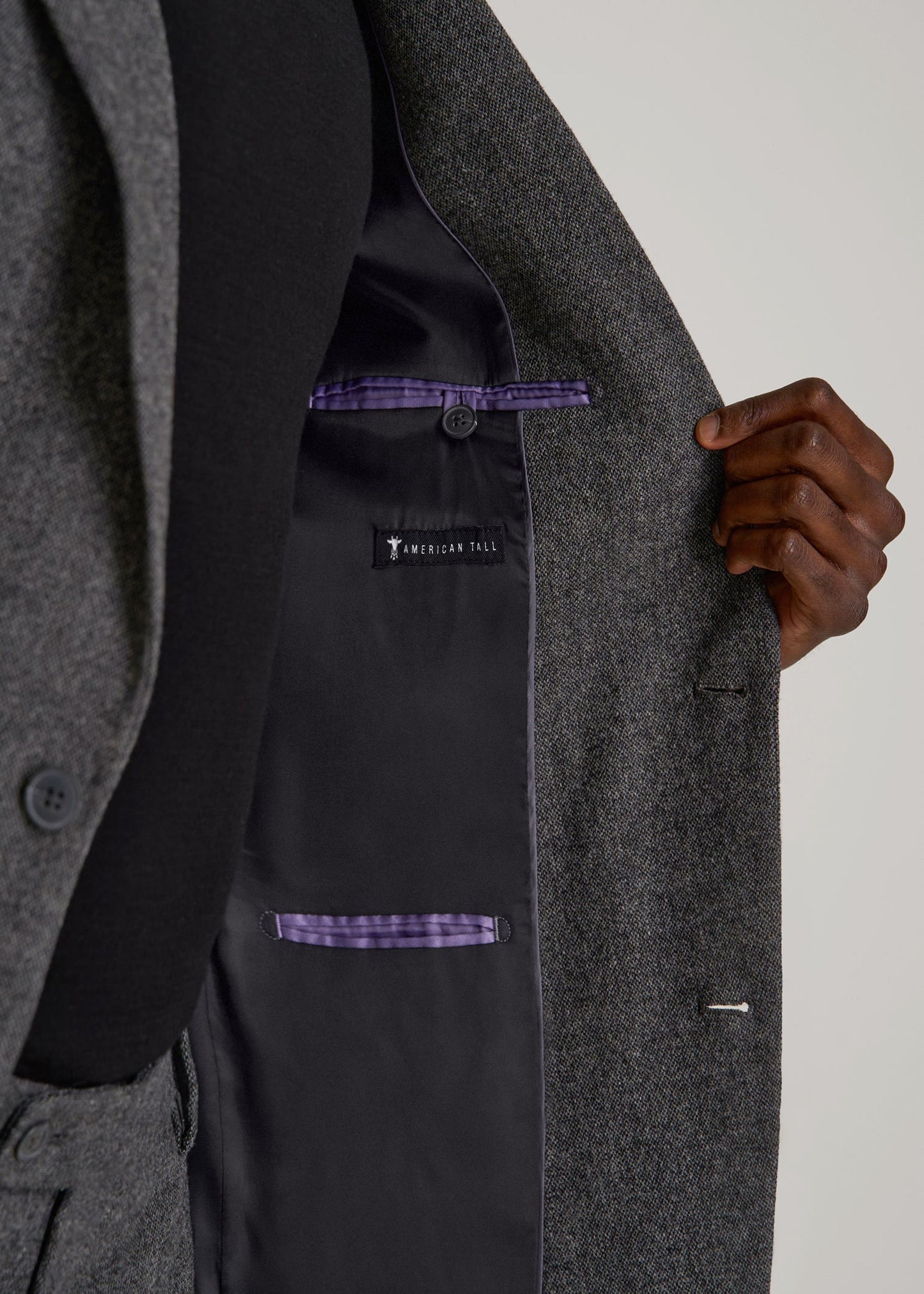American Tall Men Wool Blend Blazer for Tall Men in Anthracite Tweed