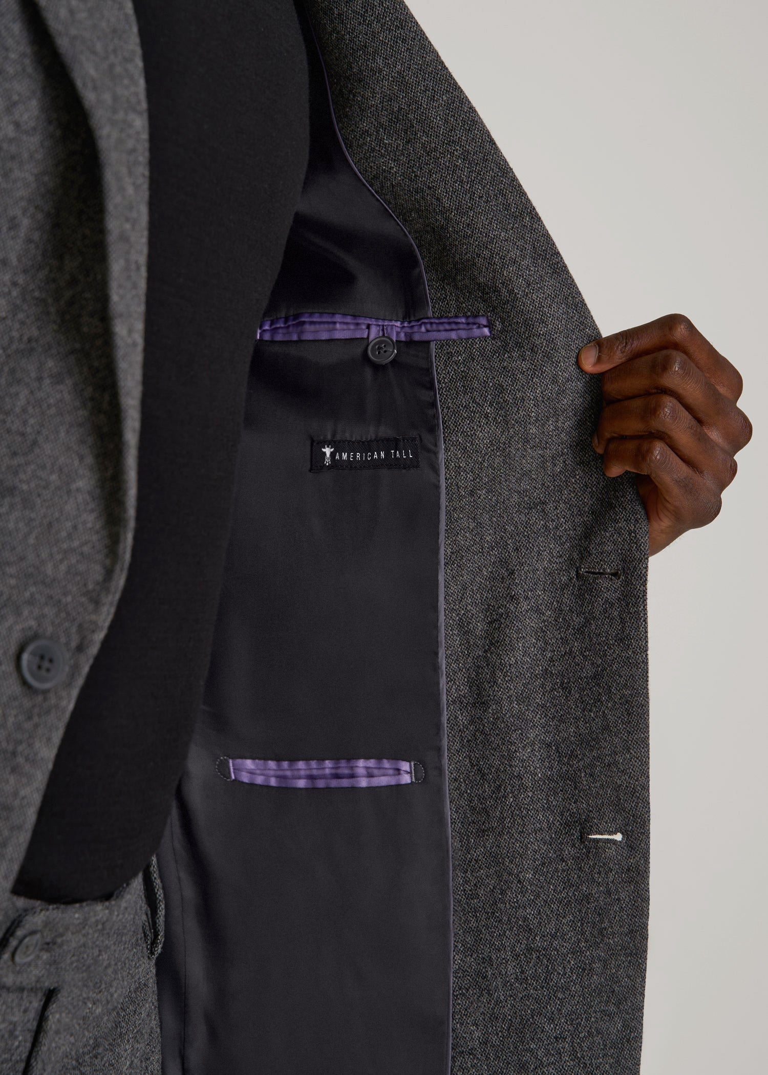 American Tall Men Wool Blend Blazer for Tall Men in Anthracite Tweed