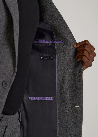 American Tall Men Wool Blend Blazer for Tall Men in Anthracite Tweed
