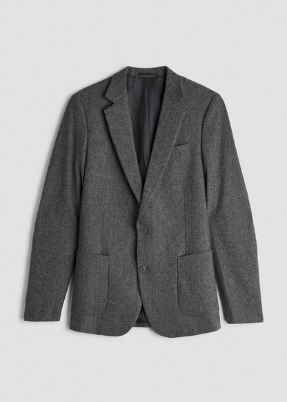 American Tall Men Wool Blend Blazer for Tall Men in Anthracite Tweed