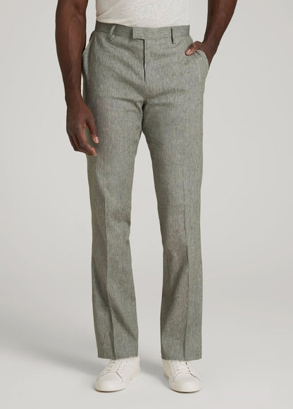 American Tall Men Stretch Linen Dress Pants for Tall Men in Climbing Ivy Linen