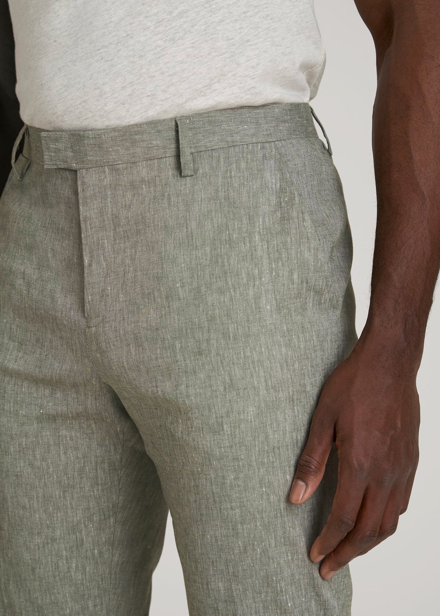 American Tall Men Stretch Linen Dress Pants for Tall Men in Climbing Ivy Linen