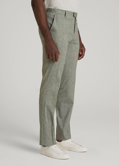 American Tall Men Stretch Linen Dress Pants for Tall Men in Climbing Ivy Linen