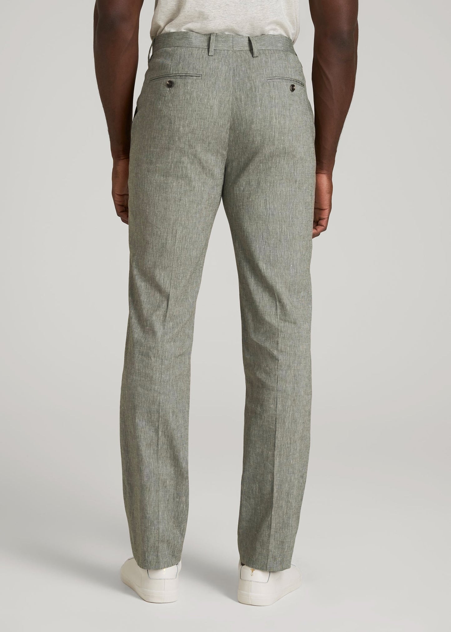 American Tall Men Stretch Linen Dress Pants for Tall Men in Climbing Ivy Linen