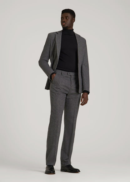American Tall Men Wool Blend Dress Pants for Tall Men in Anthracite Tweed