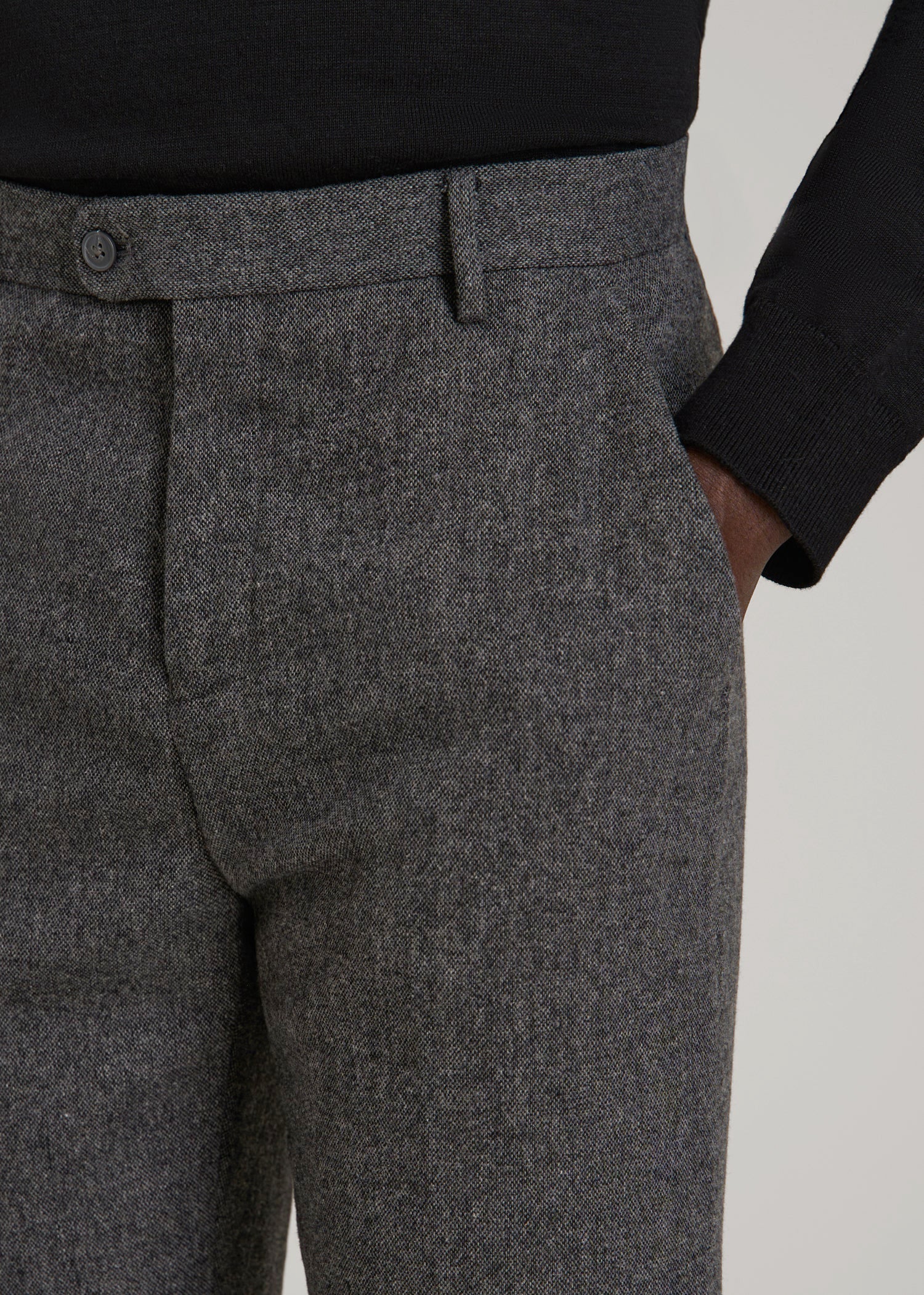 American Tall Men Wool Blend Dress Pants for Tall Men in Anthracite Tweed