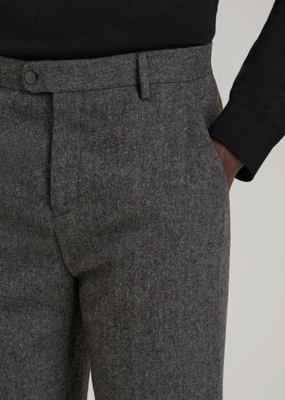 American Tall Men Wool Blend Dress Pants for Tall Men in Anthracite Tweed