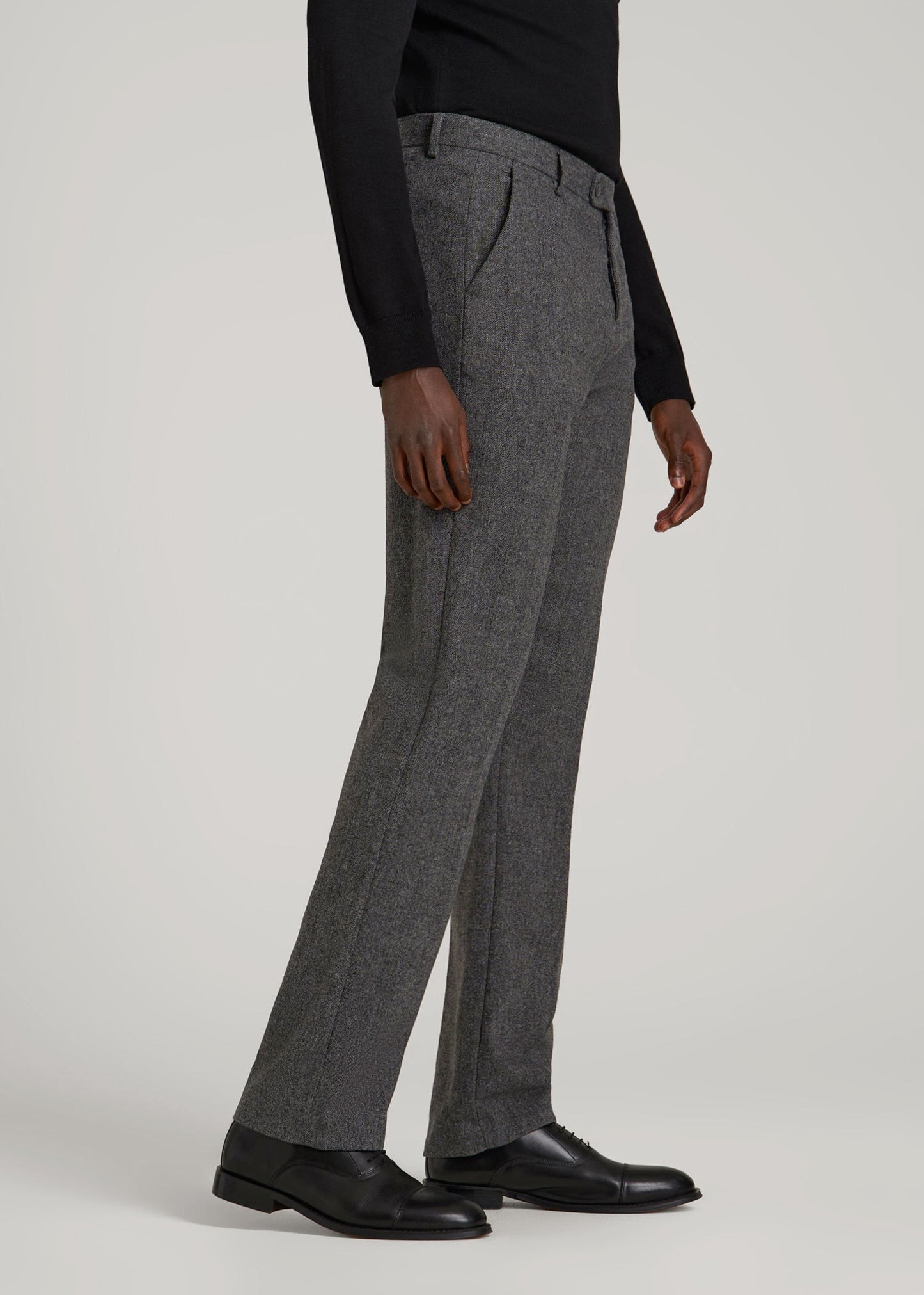 American Tall Men Wool Blend Dress Pants for Tall Men in Anthracite Tweed