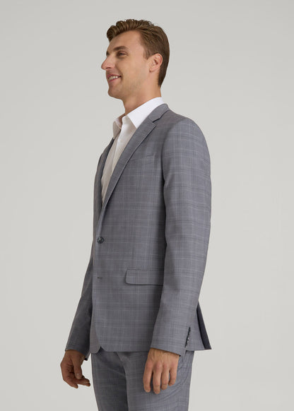 American Tall Men Suit Jacket for Tall Men in Light Grey Plaid