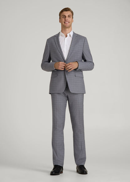 American Tall Men Suit Jacket for Tall Men in Light Grey Plaid