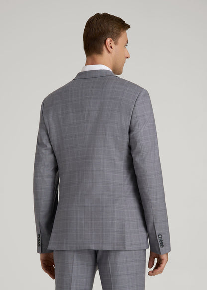 American Tall Men Suit Jacket for Tall Men in Light Grey Plaid