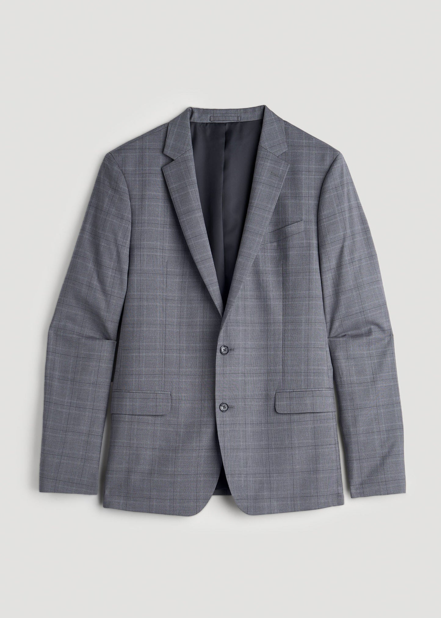 American Tall Men Suit Jacket for Tall Men in Light Grey Plaid