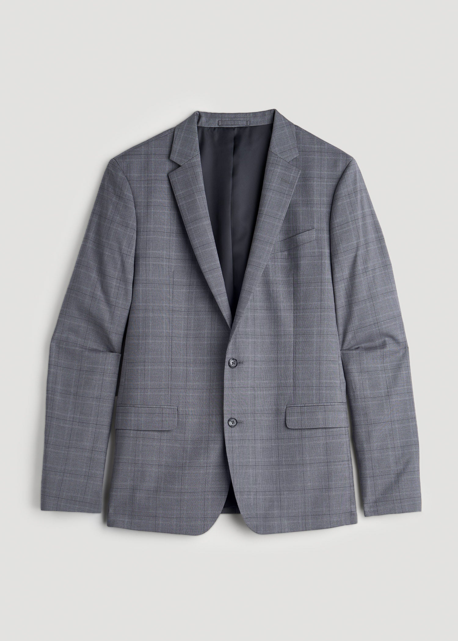 American Tall Men Suit Jacket for Tall Men in Light Grey Plaid