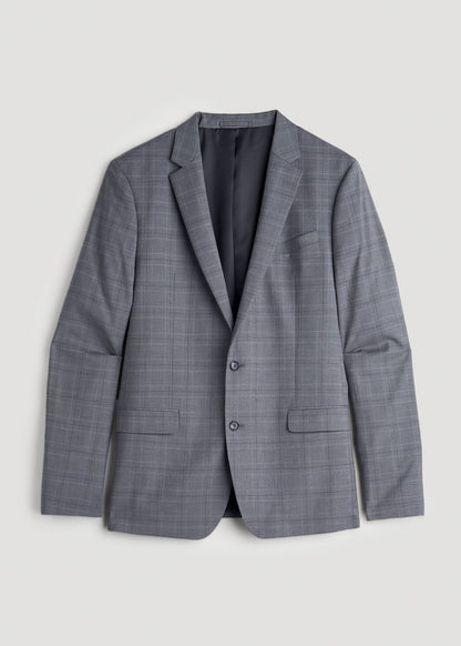 American Tall Men Suit Jacket for Tall Men in Light Grey Plaid