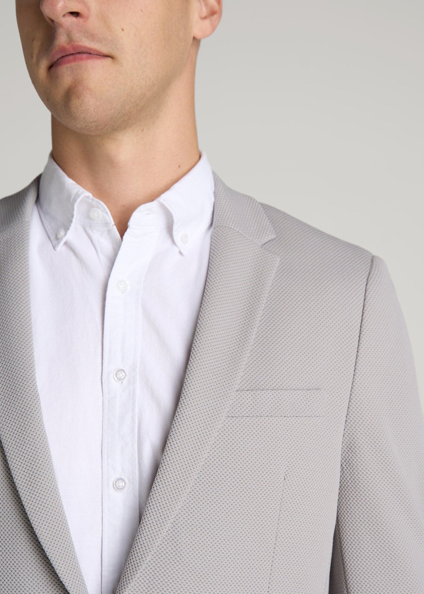American Tall Men Textured Blazer for Tall Men in Soft Grey