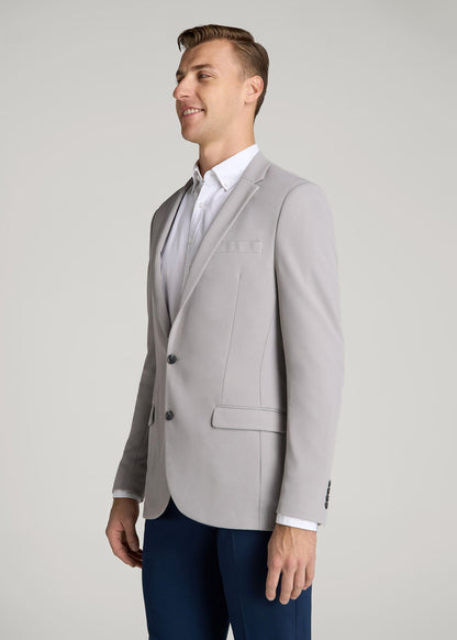 American Tall Men Textured Blazer for Tall Men in Soft Grey
